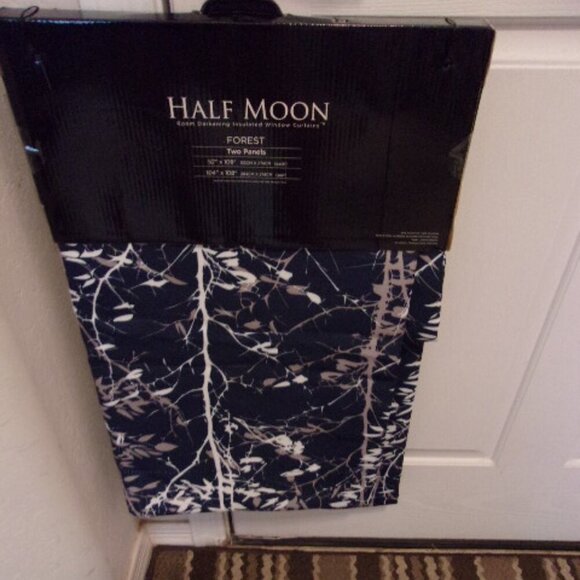 Half moon Darkening curtains- Forest 2 panels 52" x 108" New - Picture 2 of 4